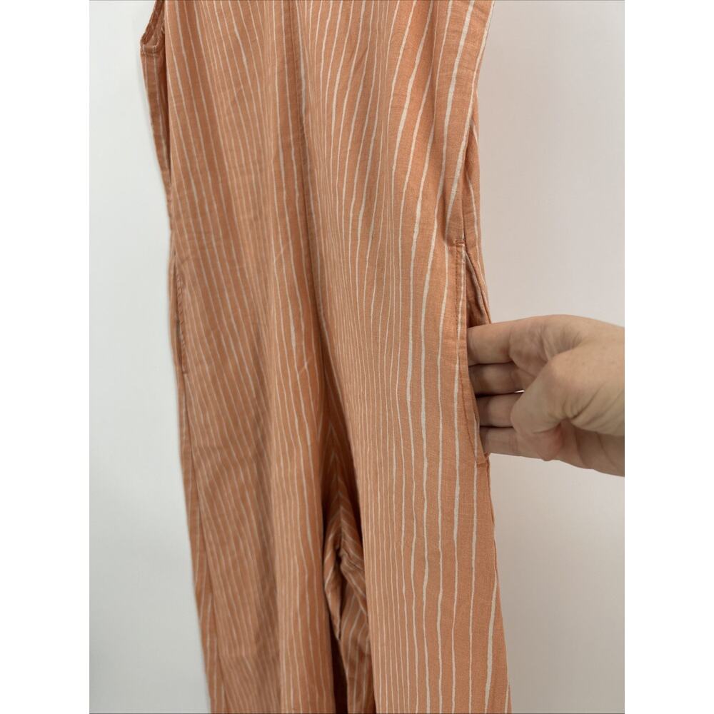 Marimekko X Uniqlo Linen Jumpsuit Womens Size XS Striped Orange Wide Leg - Picture 4 of 12